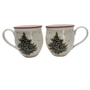 2 Set Villeroy & Boch Toy's Delight Porcelain Christmas Tree Two Sided Mug 11 oz